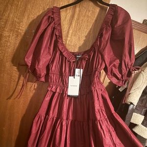 En Saison Brielle Midi Dress Burgundy Small